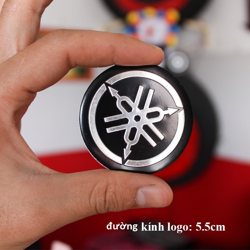 Bộ 2 Logo tròn YAMAHA nhôm Dán keo 3M