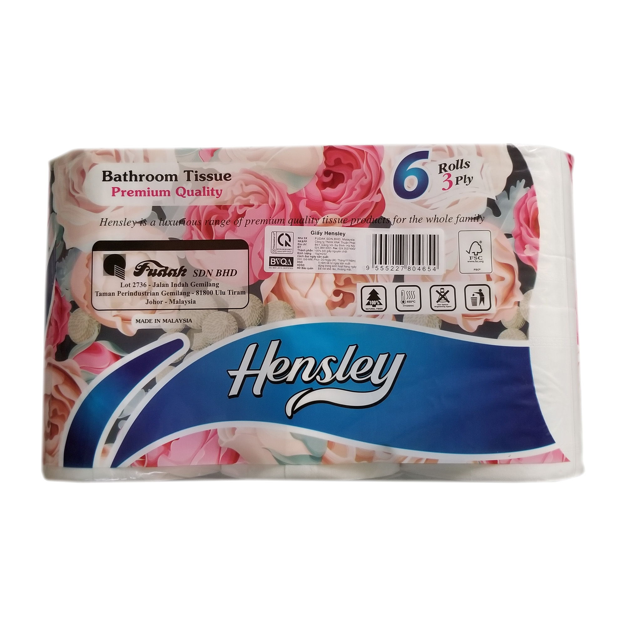 Giấy vệ sinh Hensley cao cấp 6 cuộn ( 3 lớp )