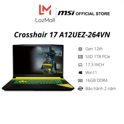 Laptop MSI Gaming Crosshair 17 A12UEZ 264VN (I7-12700H GEN 12 | 16GB DDR4 | SSD 1TB PCle | VGA RTX 3060 6GB | 17.3 FHD IPS 360Hz | Win11 | Multi-color Gradient) - Hàng Chính Hãng - Bảo hành 2 năm