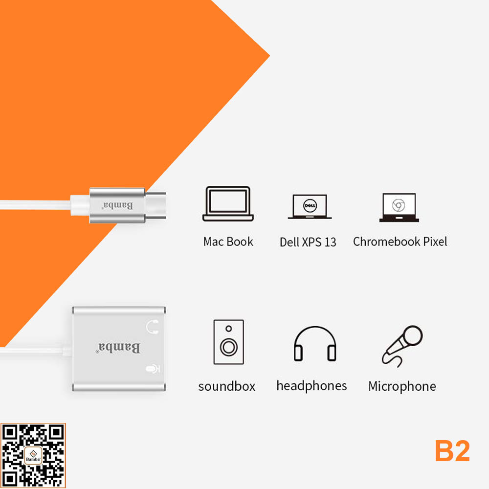 Cáp Chuyển USB Type-C ra cổng audio 3.5 - USB TYPE-C TO SOUND 7.1 BAMBA B2
