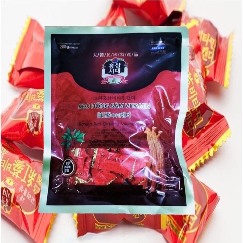 Kẹo sâm có đường Hàn Quốc 200gr/bịch