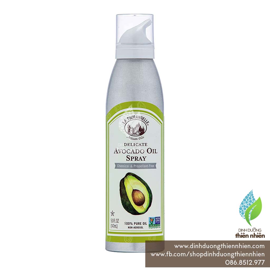 Dầu trái bơ cao cấp dạng xịt la tourangelle avocado oil, eat clean, ăn kiêng, không calo, 147ml, 100% nguyên chất, không hoá chất