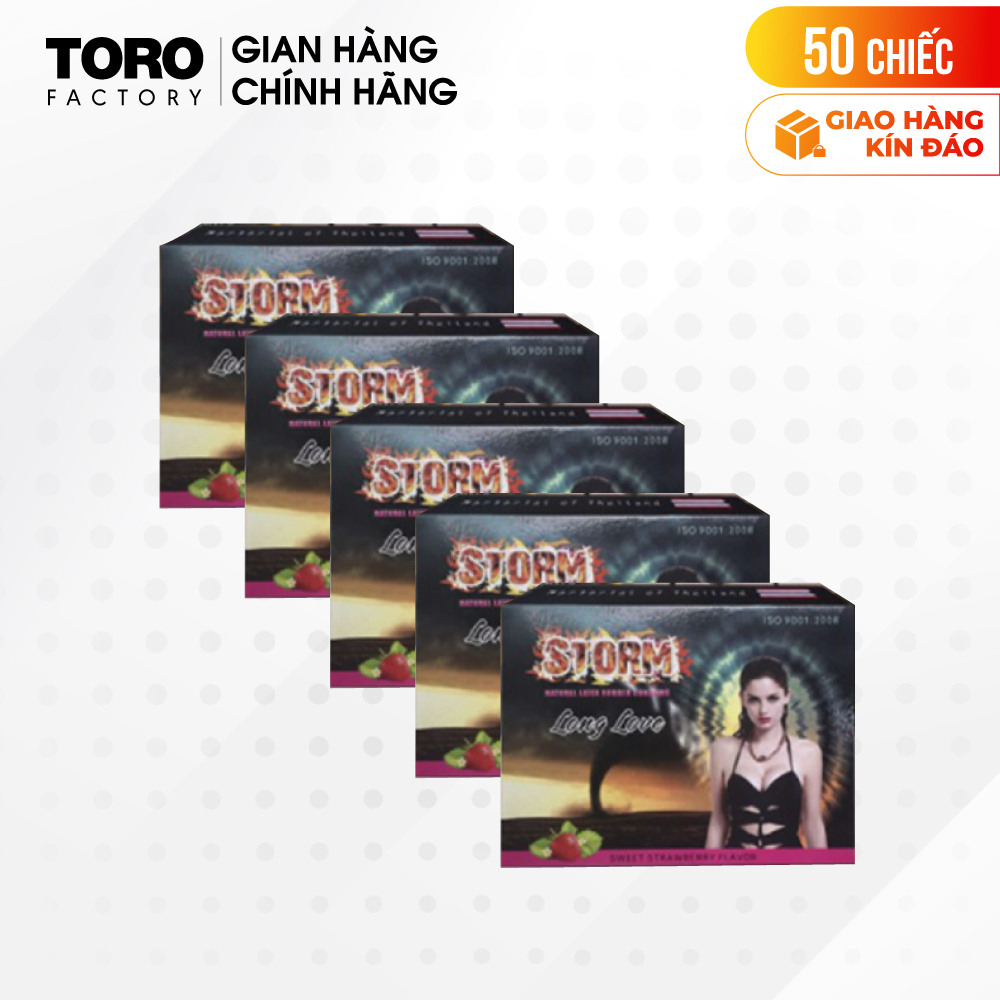 Bộ 5 hộp bao cao su storm long love kéo dài thời gian - 5 hộp 10 cái | toro factory