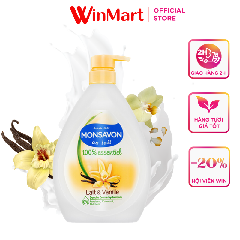 - Sữa tắm chiết xuất sữa và hoa vani Monsavon chai 1L