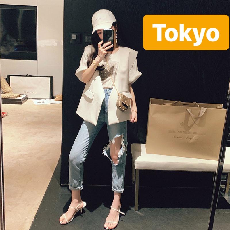 Quần jean baggy nữ chất bò xanh rách đùi lưng cao nâng mông cao cấp toky-3104 - tokyo fashion