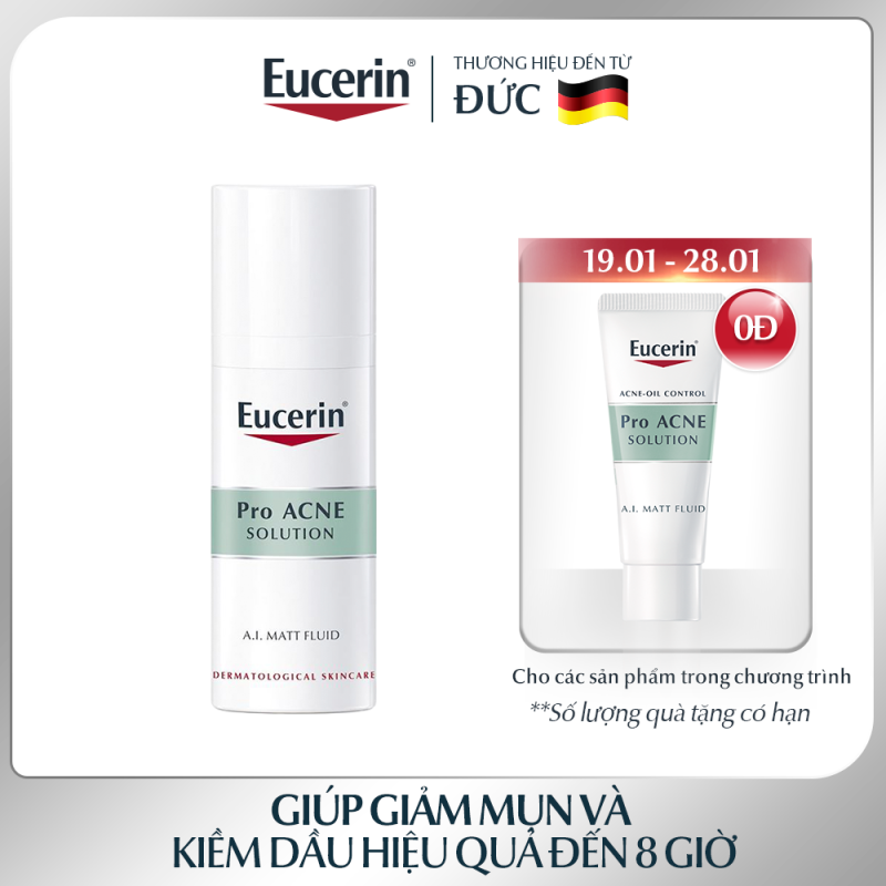 Kem Dưỡng Ẩm Giảm Mụn Và Kiểm Soát Nhờn Eucerin Pro Acne MATT Fluid 50ml giá rẻ