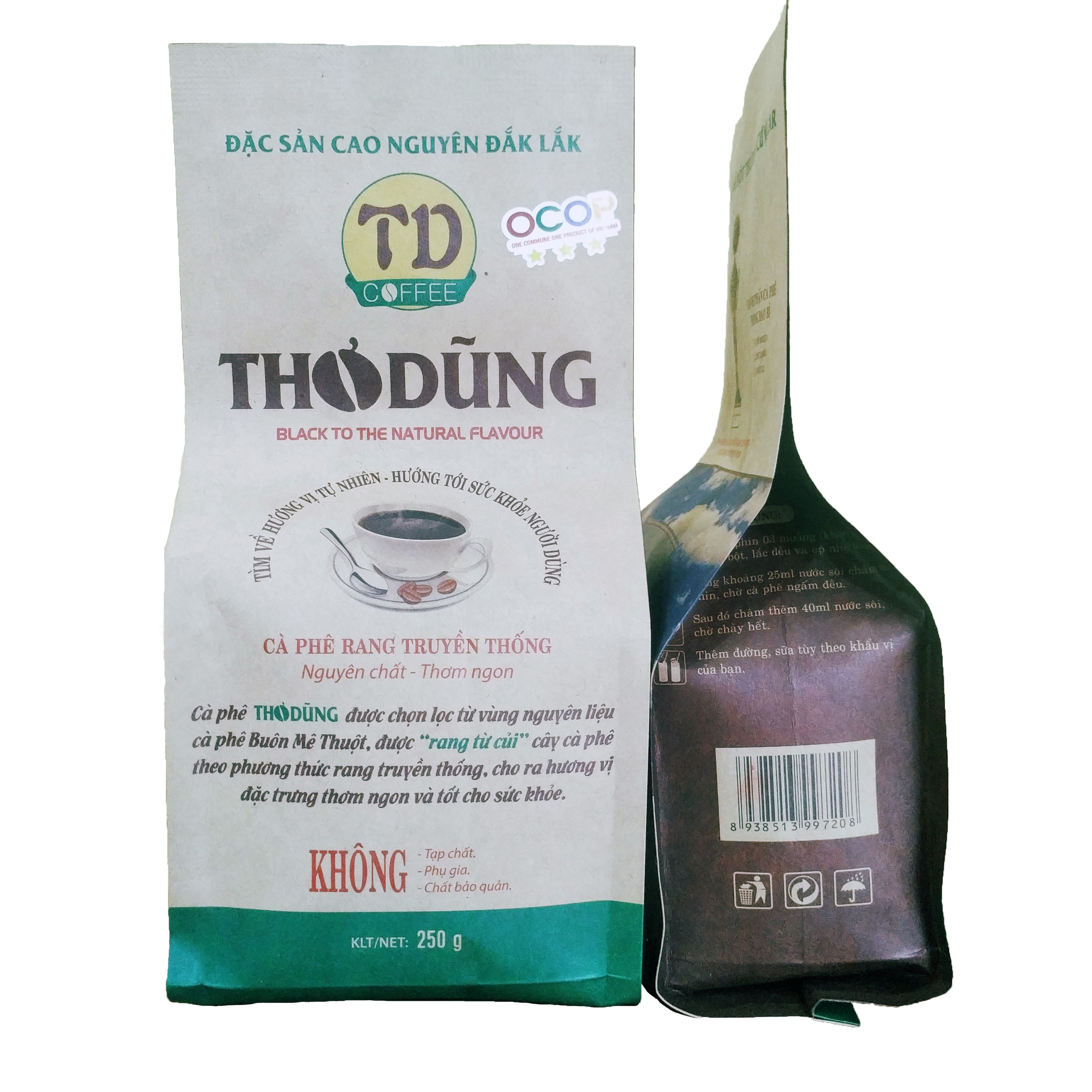 Cà Phê Nguyên Chất Rang Củi CULI ROBUSTA 250gr - hạt/bột
