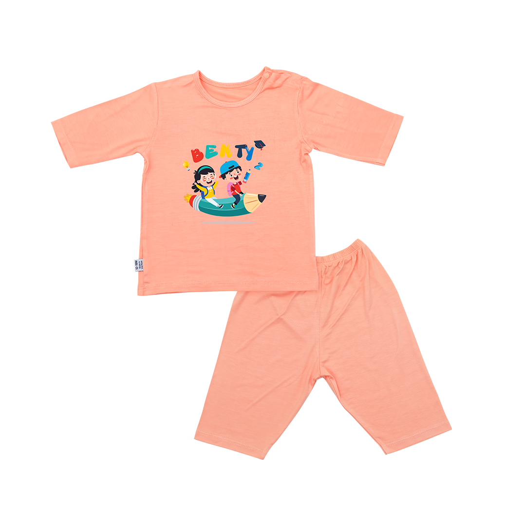 Bộ quần lửng áo lửng cài vai BENTY BT033 cotton mềm mịn, đồ bộ trẻ em cao cấp cho bé trai, bé gái