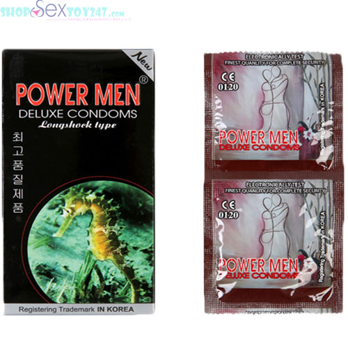 Bao cao su cá ngựa đen Powermen có gai kéo dài thời gian