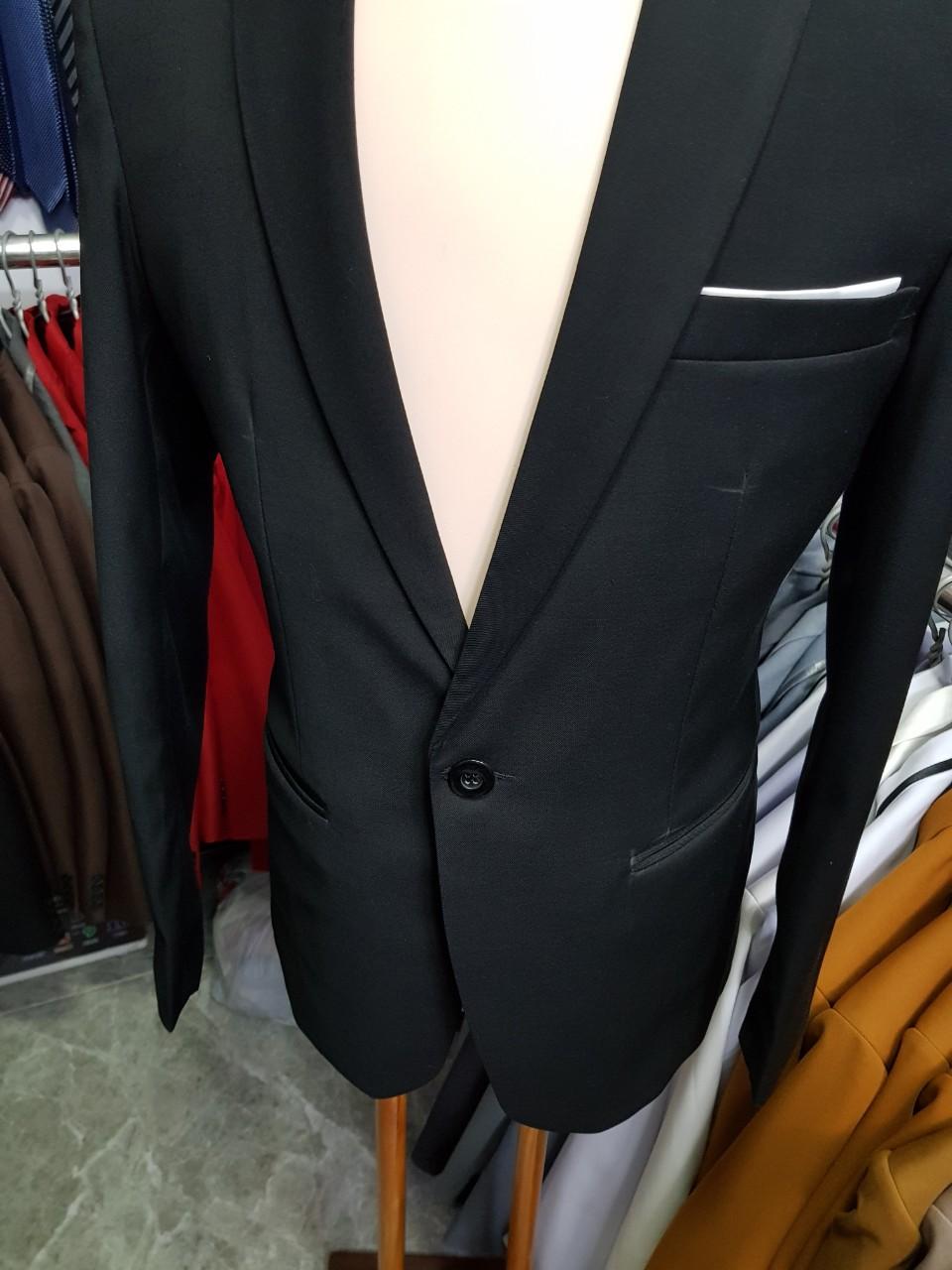 Combo bộ vest nam ôm body màu đen (áo vest + quần + sơ mi+ cà vạt + nơ)