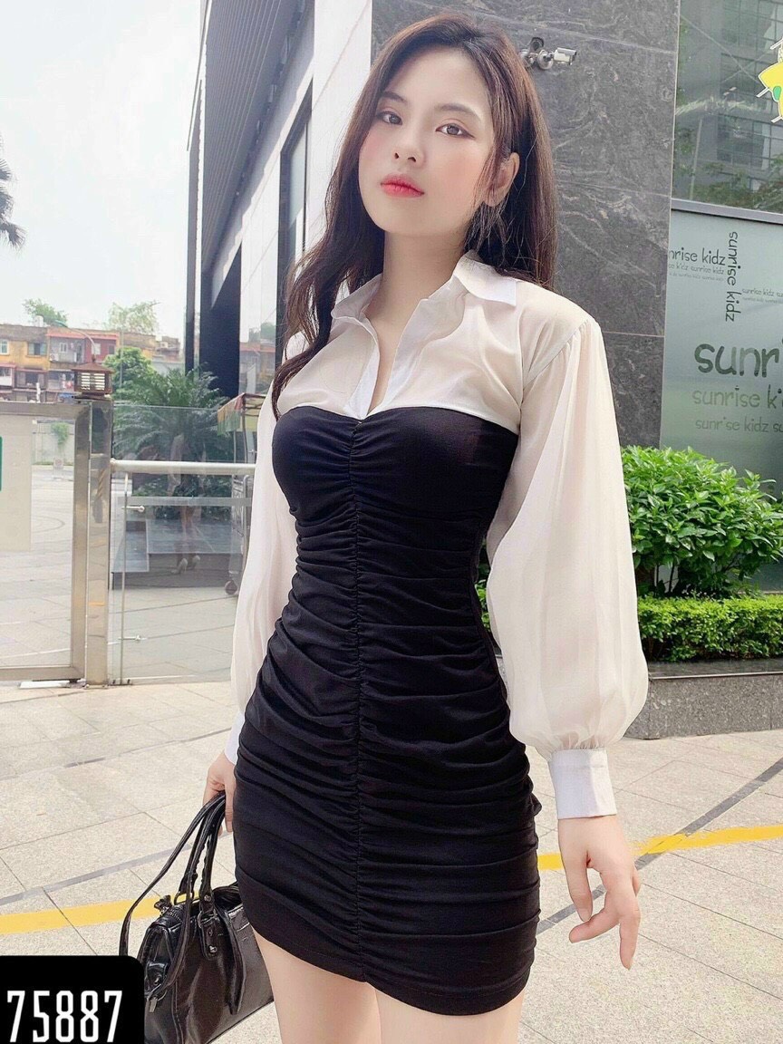 [HCM]ĐẦM BODY NỮ CỔ SƠ MI TÔN DÁNG CỰC HOT