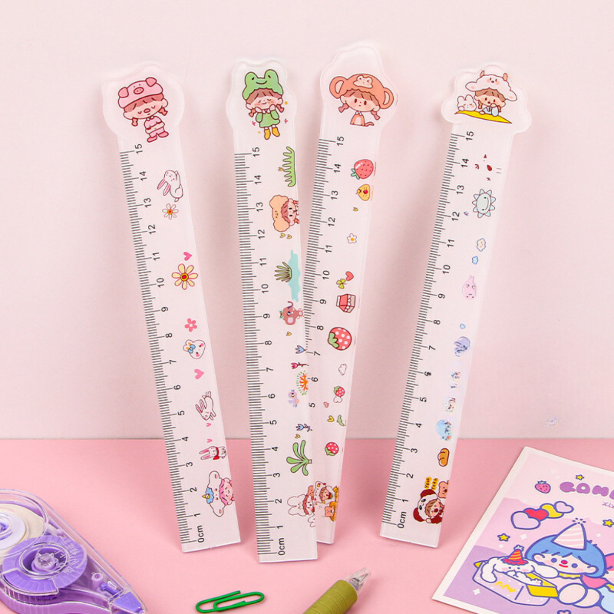 COMBO 3 THƯỚC KẺ ĐẦU THÚ 15CM CHO HỌC SINH