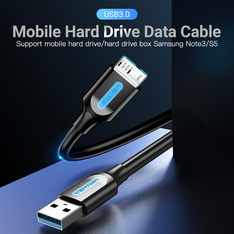 【COD】Vention Cáp Micro USB 3.0 Cáp USB 3.0 Micro B A Male sang Micro B Male cho samsung Note 3 S5 Seagate Toshiba Sony Lenovo WD WEST Cáp dữ liệu ổ cứng di động cho điện thoại di động