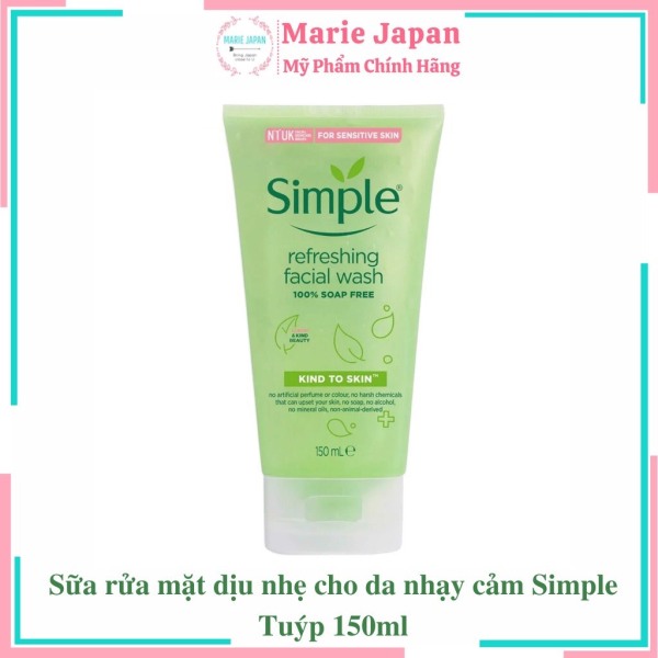 Sữa Rửa Mặt Simple Gel Nhẹ Dịu Cho Da Nhạy Cảm Kind To Skin Refreshing Facial Wash - Tuýp 150ml