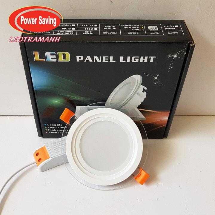 Đèn led âm trần H2 9w 3màu viền kính