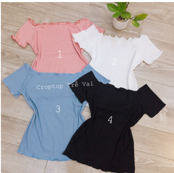 Áo croptop trễ vai tay ngắn A5102