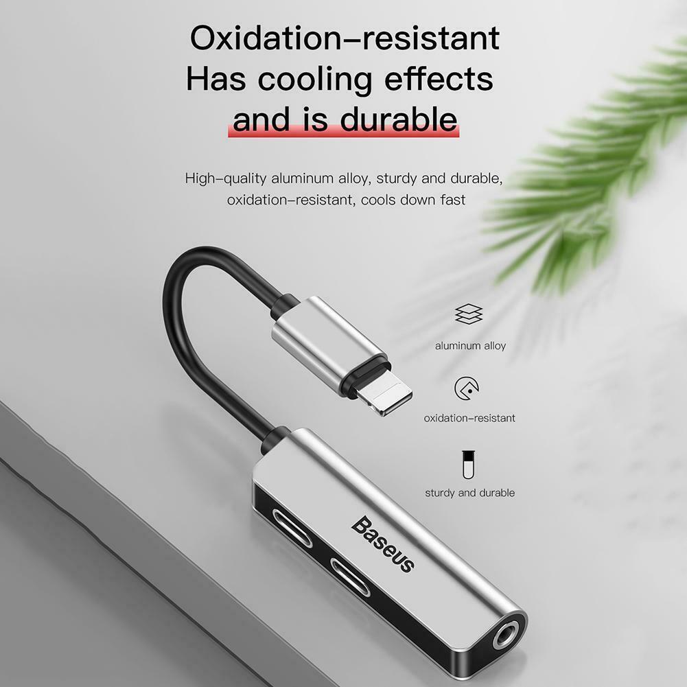 Bộ chuyển 3 in 1  Lightning sang Audio 3.5mm + 2 Lightning Baseus L52 cho Ipad /  iPhone X/ XS Max (New Model, Smart Upgrade )
