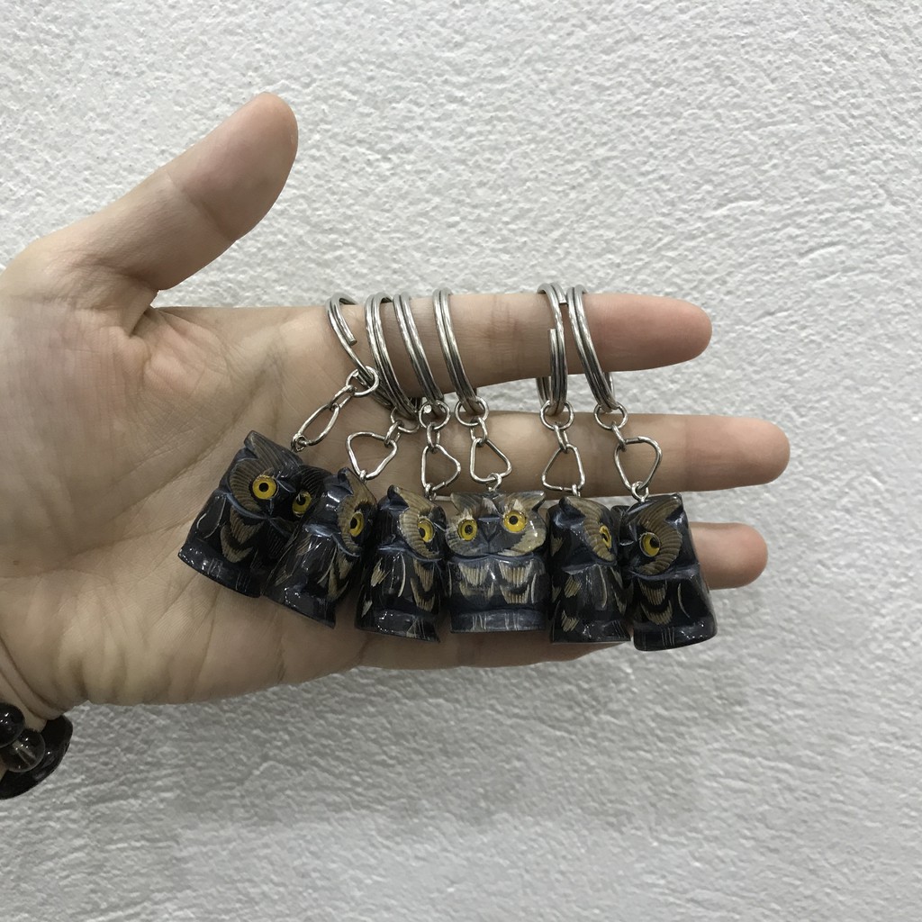 Combo 3 móc khóa Con Cú mèo mini bằng sừng - OTH017