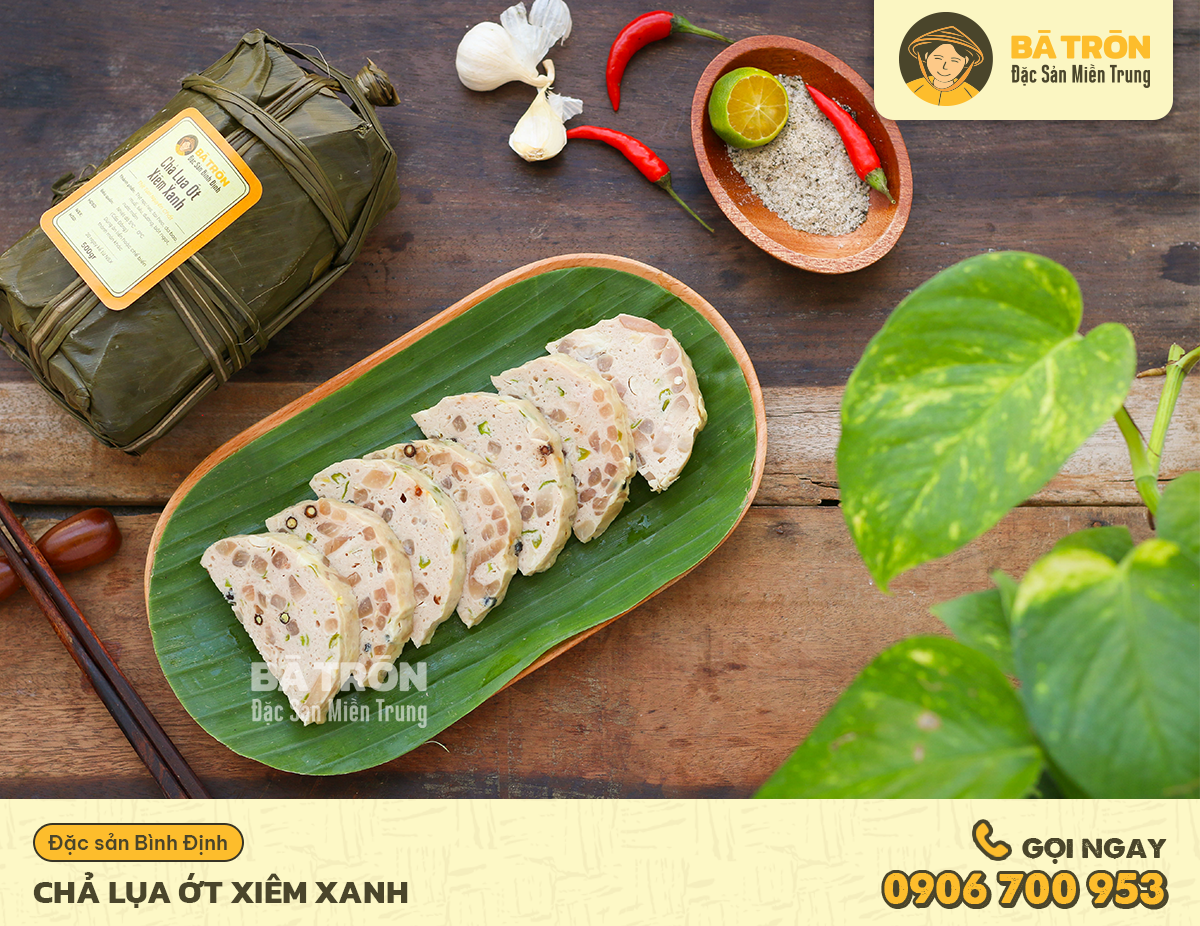 [HCM]Chả Lụa Da Heo Ớt Xiêm Xanh Cây 500gr