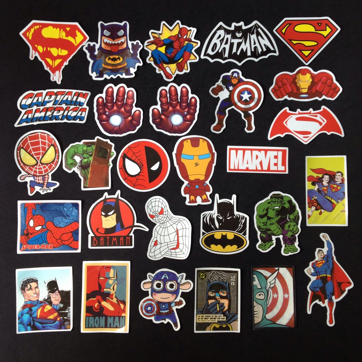 Combo 10 Sticker dán cao cấp chủ đề SIÊU ANH HÙNG - MARVEL - DC COMICS Dùng dán Xe, dán mũ bảo hiểm,dán Laptop,dán Vali