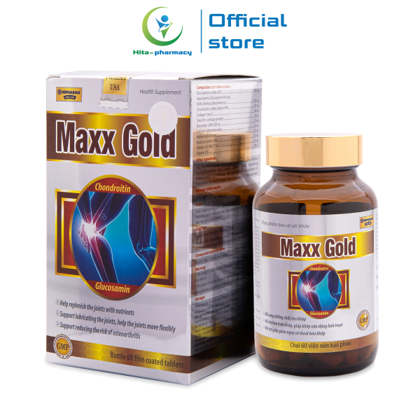 Viên Uống Bổ Xương Khớp Maxx Gold Glucosamine giảm đau nhức xương khớp, ngăn ngừa thoái hóa khớp - Chai 60 viên nhập khẩu
