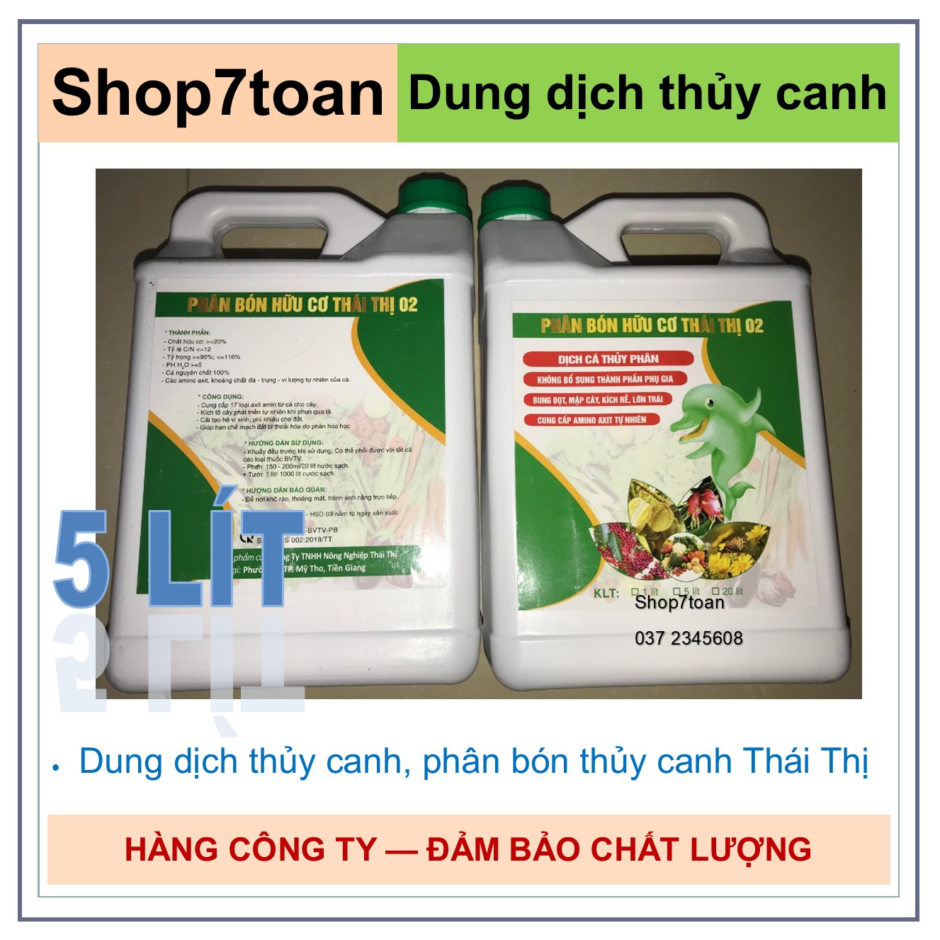 Bình 5 lít phân cá dùng trồng rau sạch (dung dịch thủy phân)