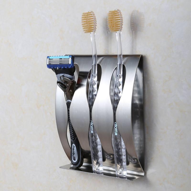 Kệ để bàn chải đánh răng dán tường Inox SUS 304 ( Trắng bạc)