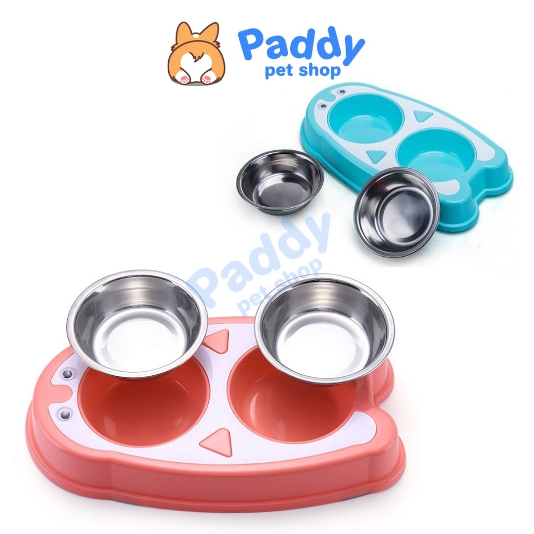 Bát Ăn Đôi Hình Chim Cánh Cụt Cho Chó Mèo