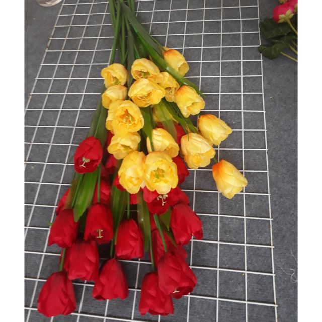 Hoa tulip giả hoa lụa cành dài 90cm 5 bông trang trí nhà cửa chụp ảnh sản phẩm