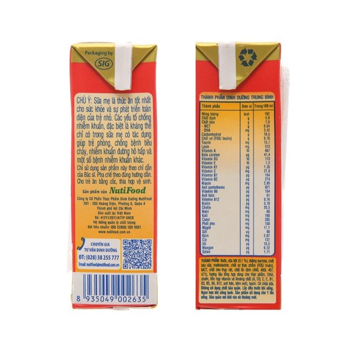 Sữa bột pha sẵn Nutifood Growplus đỏ 180ml