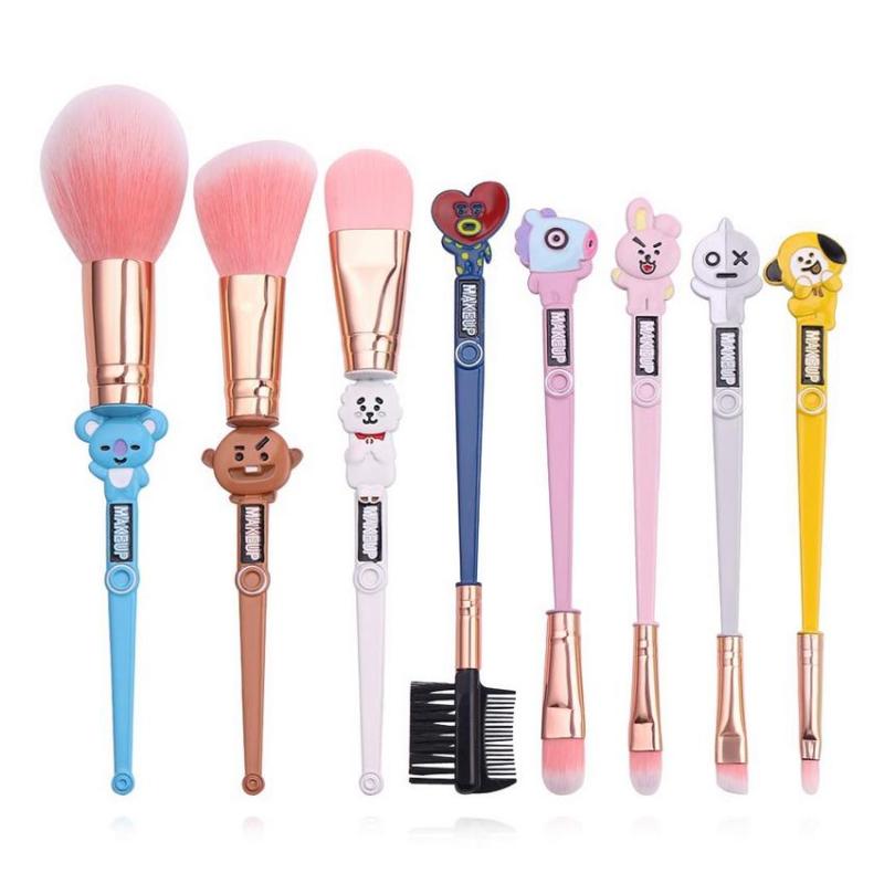 Bộ 8 cọ trang điểm cá nhân hình BTS kèm túi đựng xinh xắn