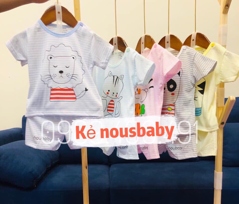 Sét 5 bộ cộc tay NOBABY kẻ  ( KÈM QUÀ TẶNG )