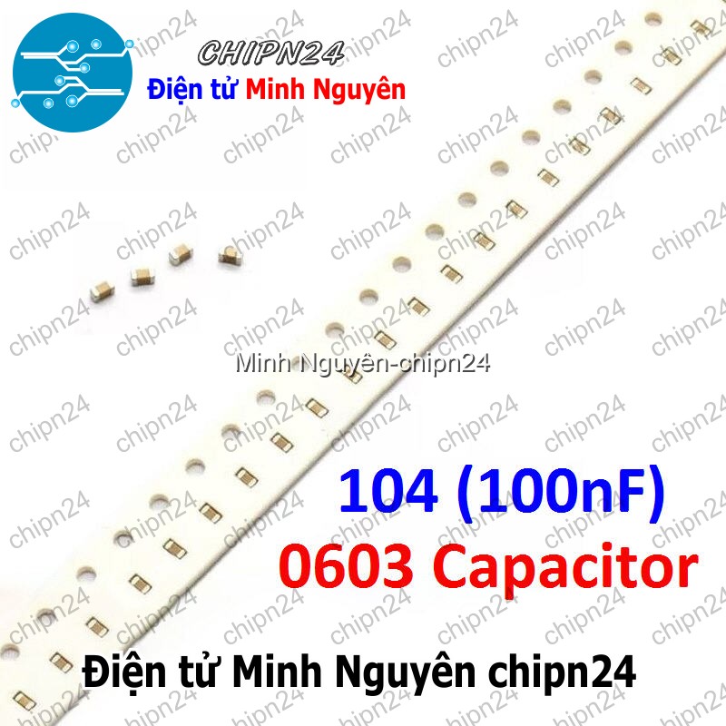 [25 con] (G29) Tụ dán SMD 0603 104 50V 5% (100nF 0.1uF 50V) (1.6x0.8mm) - HH005634