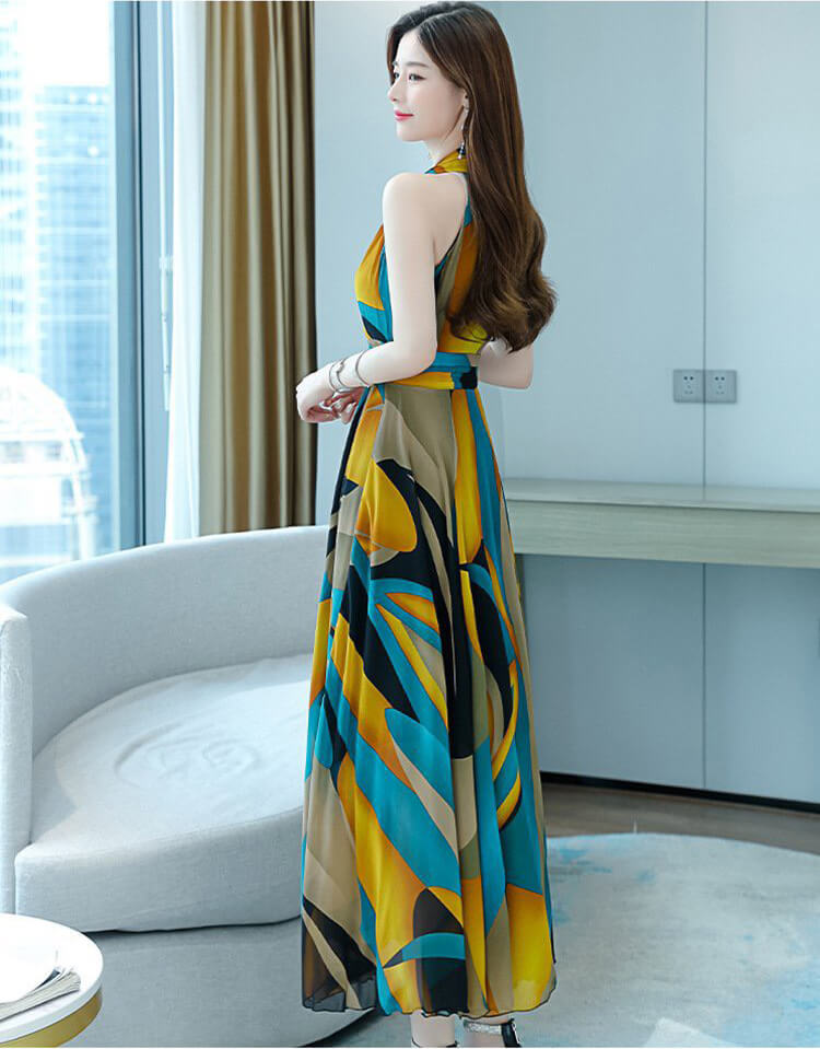 Đầm maxi cổ yếm chéo KC51295