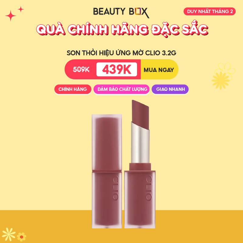 [Săn Sale](Ver.2) Son Thỏi Hiệu Ứng Mờ Clio Chiffon Mood Lip 3.2g