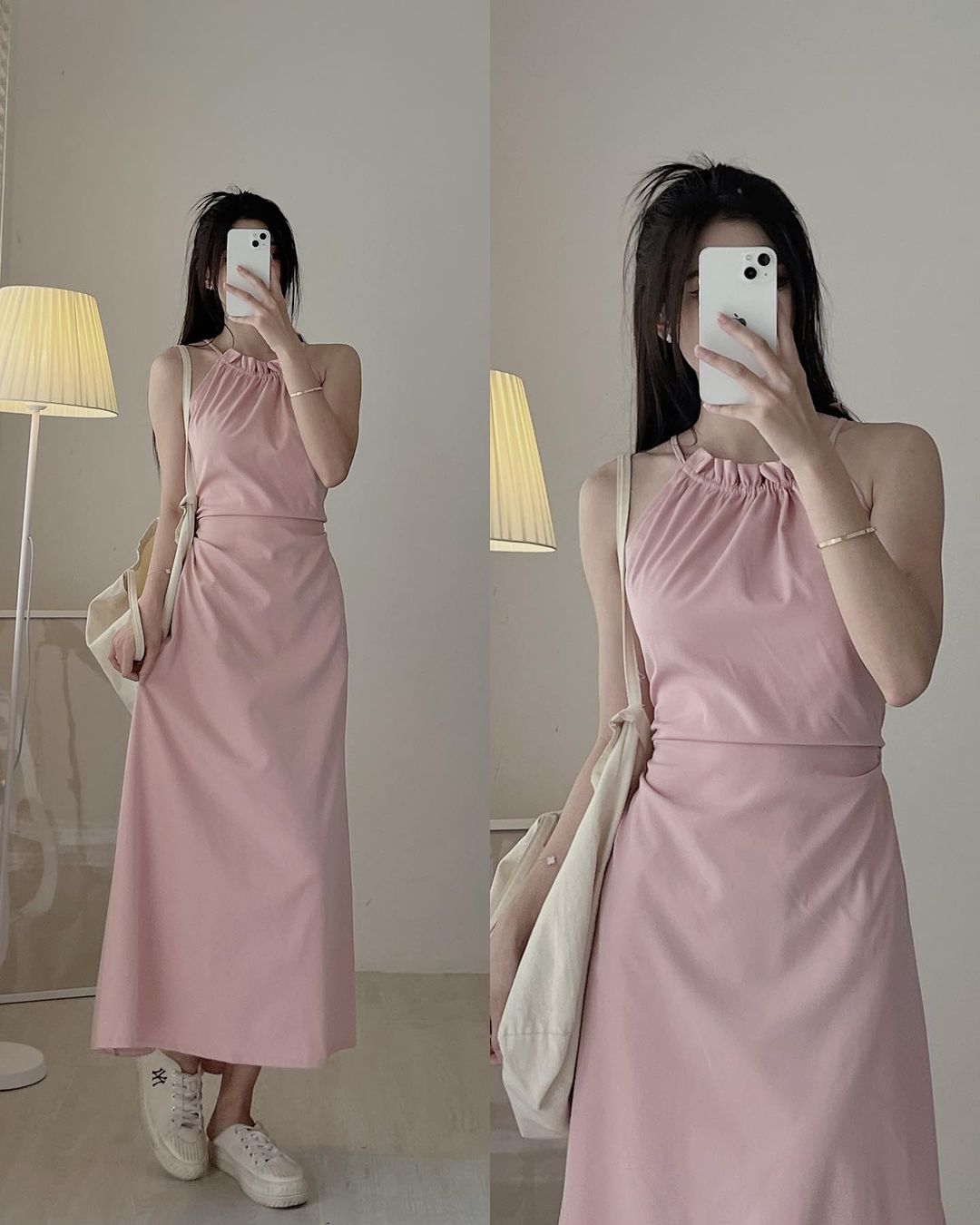Váy dài cổ yếm rút dây cut out lưng Tesoro clothes