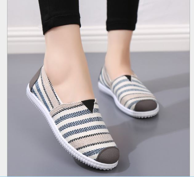 Giày lười nữ giày slip on nữ sọc ngang