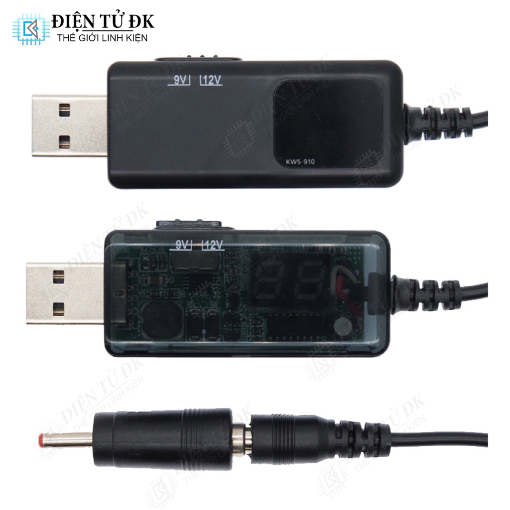 Cáp Chuyển Đổi Nguồn USB 5V Sang 9V 12V (dùng cho modem Wifi 1,5A trở xuống - Cúp điện vẫn có Wifi)