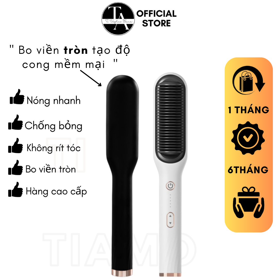 Lược điện đa năng Máy Uốn tóc ép tóc Duỗi tóc chải tóc tạo kiểu uốn thẳng 3in1 TIAMO - Kiểu Máy làm tóc đa năng cao cấp chuyên nghiệp dành cho salon 5 mức nhiệt nóng nhanh