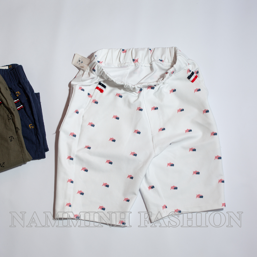 Quần short kaki lưng thun bé trai 8-25 ký