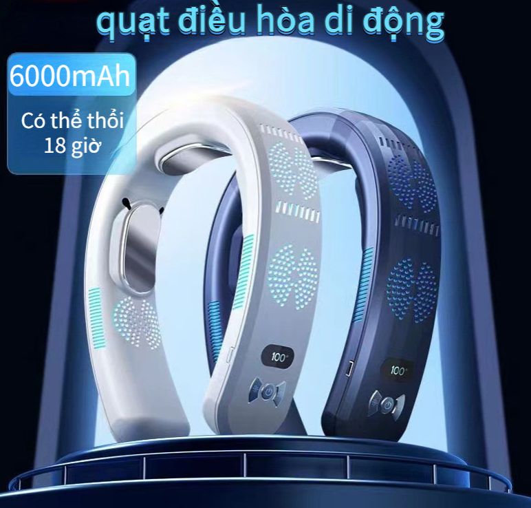 Quạt đeo cổ không cánh tích hợp chip bán dẫn công nghệ làm lạnh sâu, quạt đeo cổ mini pin lên tới 18 tiếng