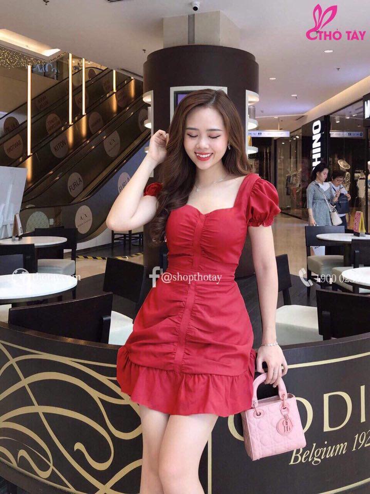 Đầm Nữ ( Váy Nữ ) Dáng Xòe Body Hàn Nút Thời Trang Bambo