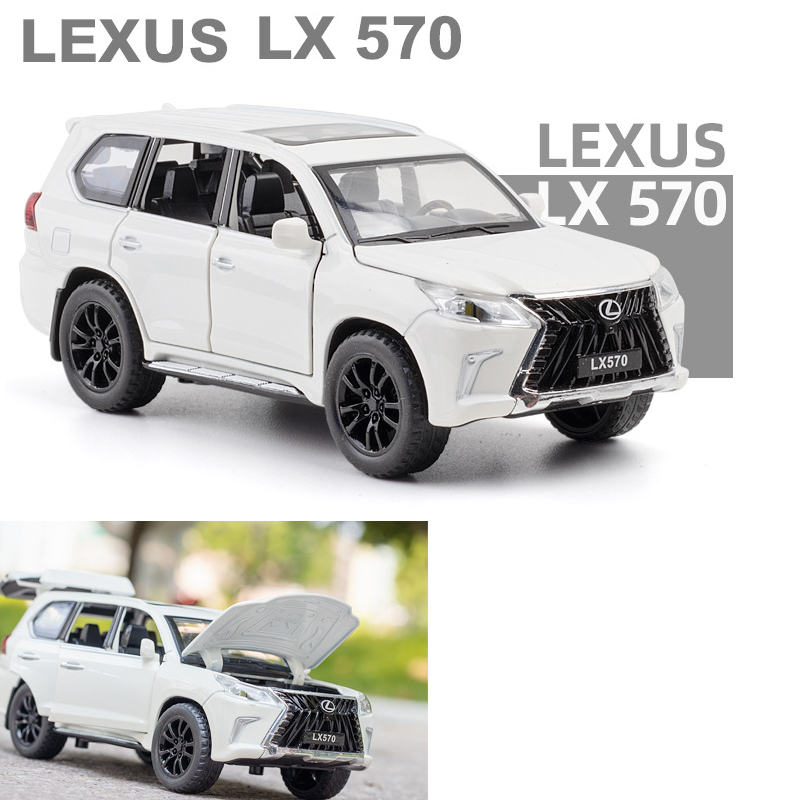Mô hình xe ô tô Lexus LX570 tỉ lệ 1:32 xe đồ chơi trẻ em bằng sắt có âm thanh và đèn mở cửa xe
