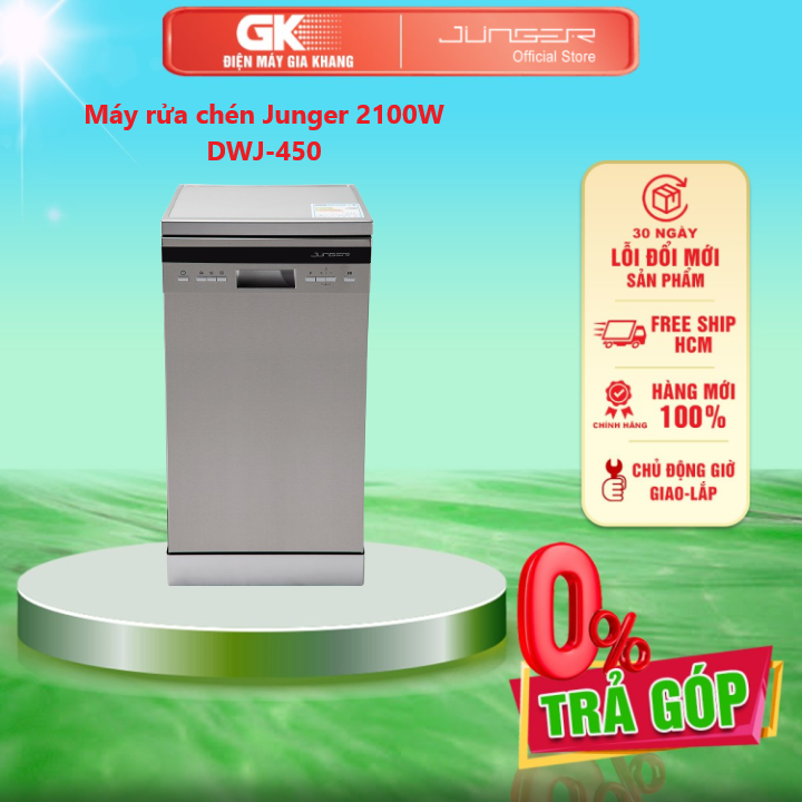Máy rửa chén junger 2100w dwj-450 - máy có dung tích 10 bộ châu âu, tiêu thụ 8 lít nước / 1 lần rửa vòi phun nước 3 chiều: giữa, trên, dưới nâng cao hiệu quả rửa - giao toàn quốc - freeship hcm