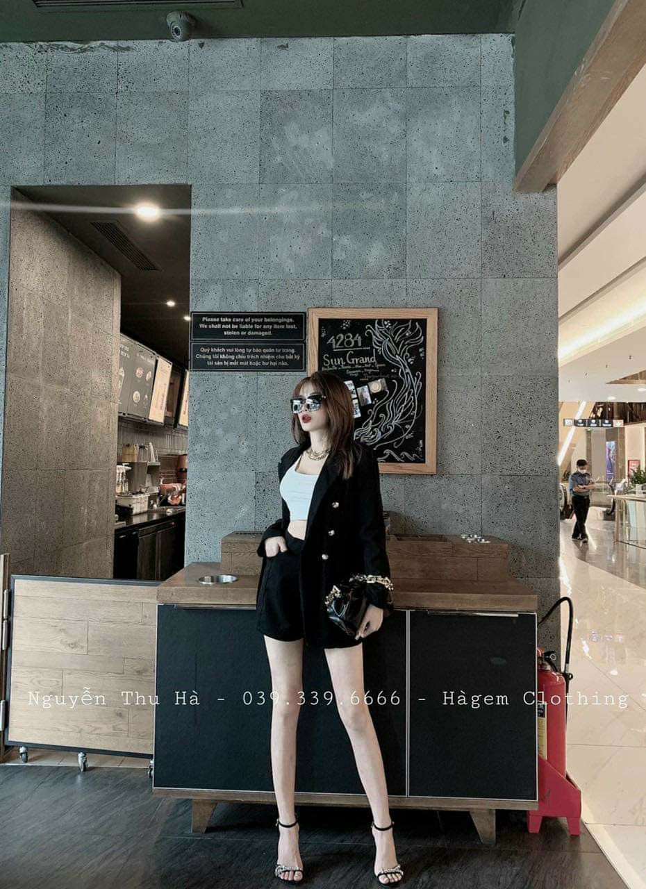 sét áo vest nút kèm áo 2 dây quần short