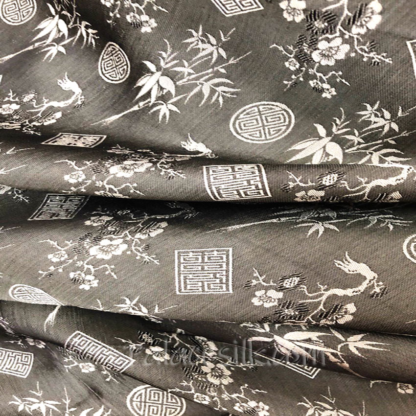 [FREESHIP] Vải Lụa Tơ Tằm Palacesilk, dệt & nhuộm thủ công, hoa văn trúc thọ, 70% silk & 30% rayon, bền đẹp và thoáng mát, đa dạng màu sắc, khổ vải 90cm