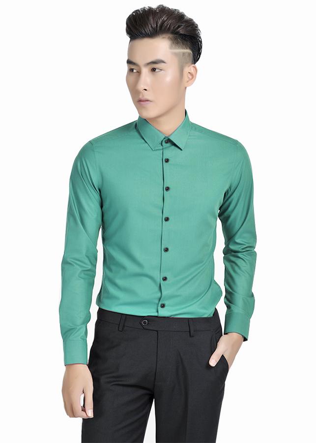 Combo 2 sơ mi lụa trơn (đen + xanh bích) đẳng cấp