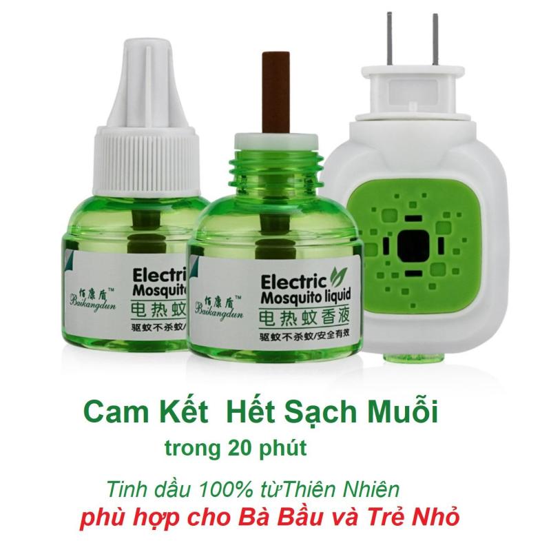 Set 4 tinh dầu Electric Mosquito Liquid đuổi muỗi 45ml và đầu cắm xông tinh dầu