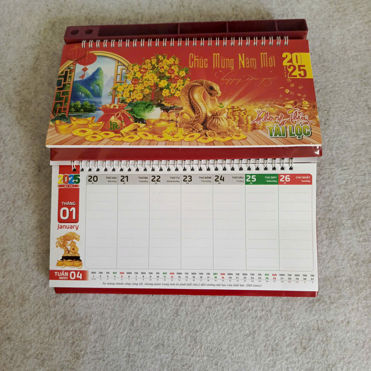Lịch để bàn 2026 (13 x 28cm) đế nhựa
