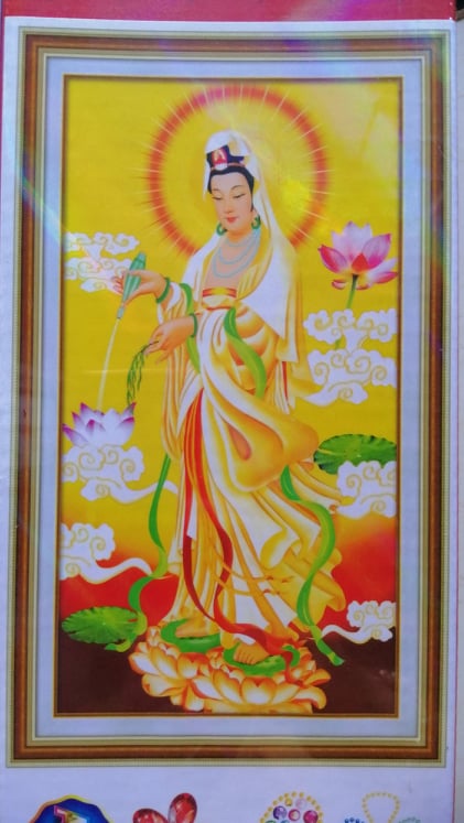 Tranh đính đá phật quan âm đứng df2326